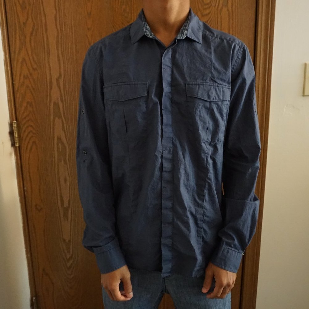 H&M navy button-up